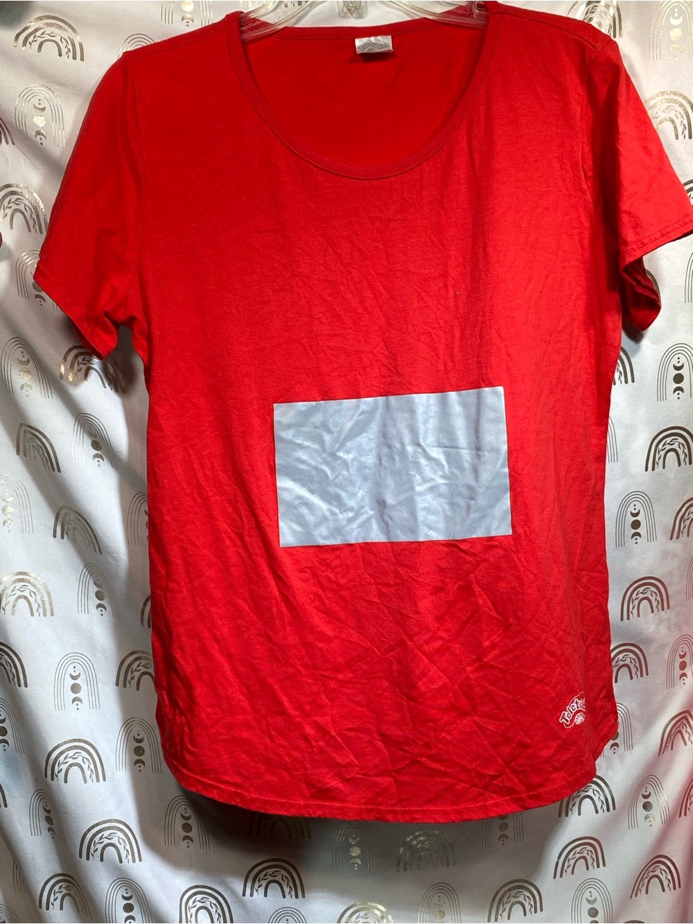 Kids Red Short-Sleeve Tee with Silver Rectangle Detail